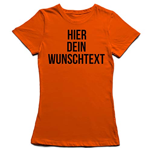 Damen Frauen T-Shirt mit Wunschtext - Selber gestalten mit dem Amazon T Shirt Designer - Tshirt Druck - Shirt Designer Rundhals Damen T-Shirt-orange-XXL von Ma2ca