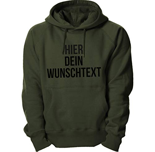 Ma2ca Kapuzenpullover mit Wunschtext/Selber gestalten mit dem Amazon T-Shirt Designer/Hoodie Druck/Shirt Designer Kapuzenpullover Hoodie-Olive-XL von Ma2ca