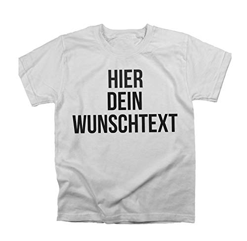 Kinder Jungen und Mädchen T-Shirt mit Wunschtext - Selber gestalten mit dem Amazon T Shirt Designer - Tshirt Druck - Shirt Designer Rundhals Kinder T-Shirt-White-XL von Ma2ca