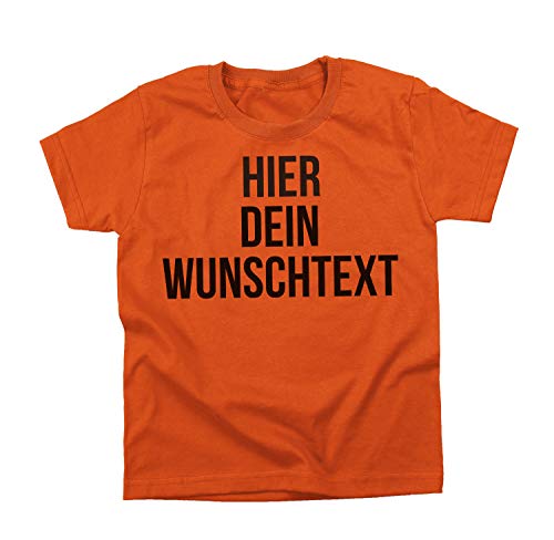 Kinder Jungen und Mädchen T-Shirt mit Wunschtext - Selber gestalten mit dem Amazon T Shirt Designer - Tshirt Druck - Shirt Designer Rundhals Kinder T-Shirt-orange-s von Ma2ca