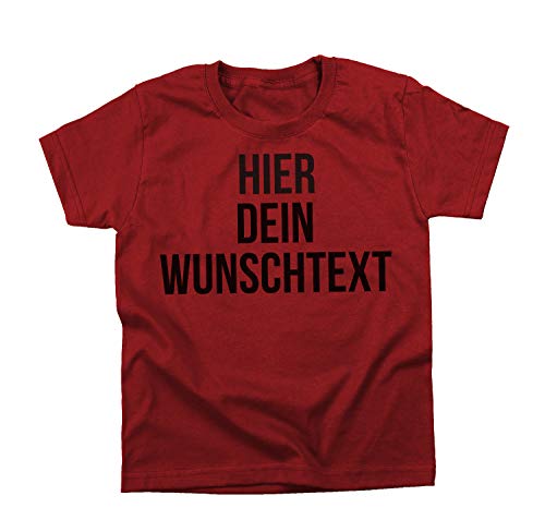 Kinder Jungen und Mädchen T-Shirt mit Wunschtext - Selber gestalten mit dem Amazon T Shirt Designer - Tshirt Druck - Shirt Designer Rundhals Kinder T-Shirt-red-m von Ma2ca