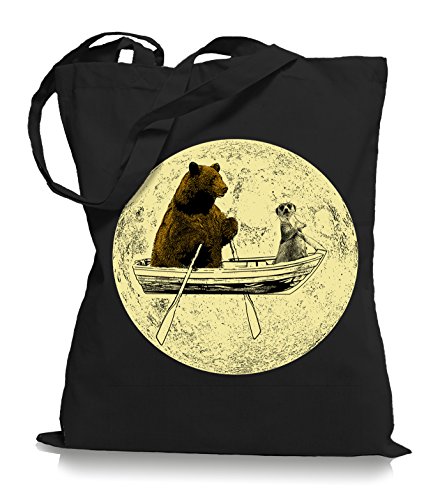 Ma2ca® Bear Moon Stoffbeutel Einkaufstasche Tasche Tragetasche/Bag WM101-black von Ma2ca