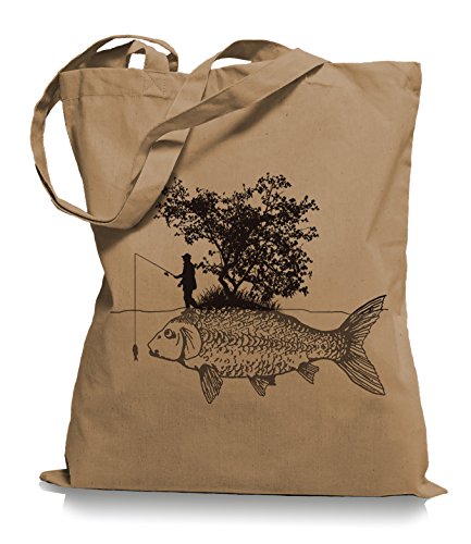 Ma2ca® Carp Fishing Angler Stoffbeutel Einkaufstasche Tasche Tragetasche/Bag WM101-caramell von Ma2ca