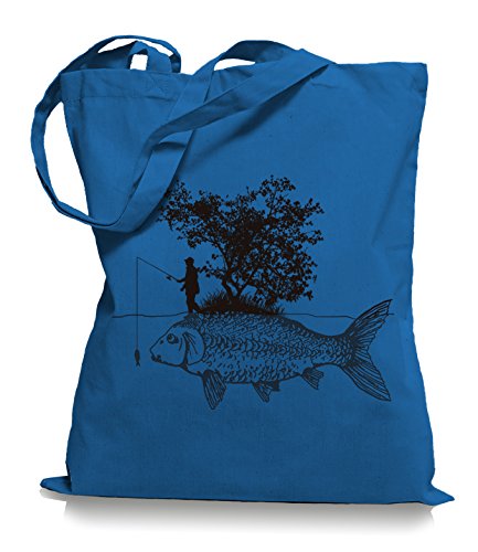 Ma2ca® Carp Fishing Angler Stoffbeutel Einkaufstasche Tasche Tragetasche/Bag WM101-cornflower_blue von Ma2ca