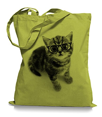 Ma2ca® Cat Big Eyes Stoffbeutel Einkaufstasche Tasche Tragetasche/Bag WM101-kiwi von Ma2ca