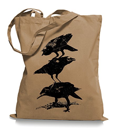 Ma2ca® Crows Krähen - Jutebeutel Stoffbeutel Tragetasche/Bag WM101-caramell von Ma2ca