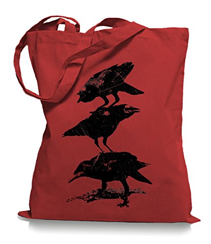 Ma2ca® Crows Krähen - Jutebeutel Stoffbeutel Tragetasche/Bag WM101-classic_red von Ma2ca