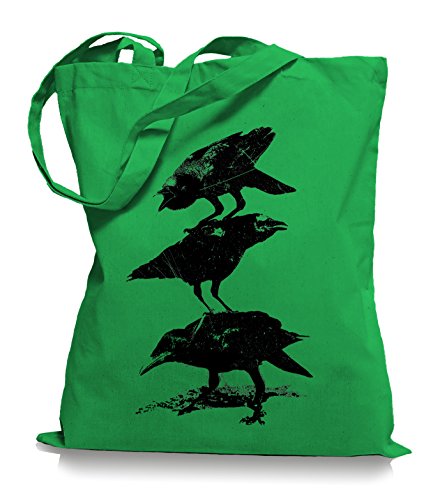 Ma2ca® Crows Krähen - Jutebeutel Stoffbeutel Tragetasche/Bag WM101-kelly von Ma2ca