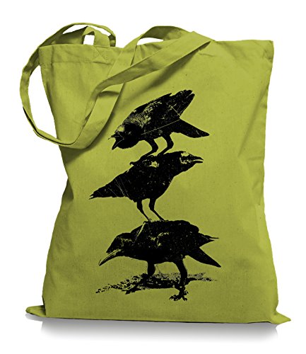 Ma2ca® Crows Krähen - Jutebeutel Stoffbeutel Tragetasche/Bag WM101-kiwi von Ma2ca