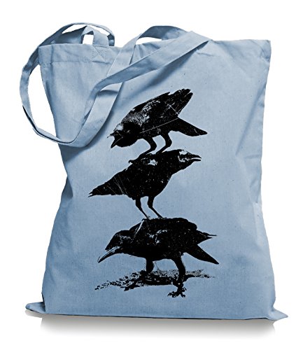 Ma2ca® Crows Krähen - Jutebeutel Stoffbeutel Tragetasche/Bag WM101-skyblue von Ma2ca