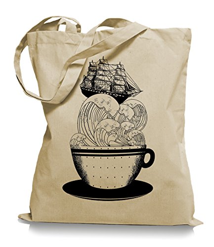 Ma2ca® Cup of Ship - Schiff Jutebeutel Stoffbeutel Tragetasche/Bag WM101-sand von Ma2ca