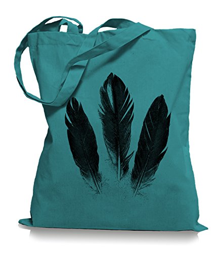 Ma2ca® Feathers Feder - Jutebeutel Stoffbeutel Tragetasche/Bag WM101-emerald von Ma2ca