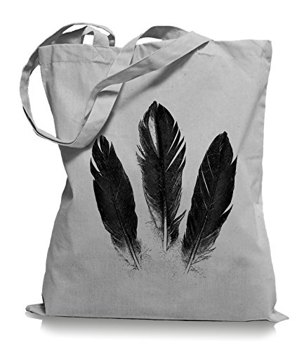 Ma2ca® Feathers Feder - Jutebeutel Stoffbeutel Tragetasche/Bag WM101-light_grey von Ma2ca
