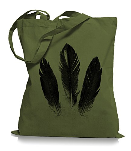 Ma2ca® Feathers Feder - Jutebeutel Stoffbeutel Tragetasche/Bag WM101-olive_green von Ma2ca