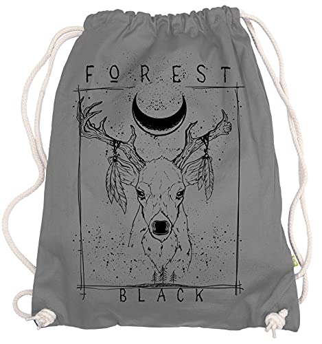 Ma2ca® - Forrest Black Hirsch Deer Gymsac Turnbeutel - Stoffbeutel Tasche Hipster Sportbeutel Rucksack Bedruckt von Ma2ca