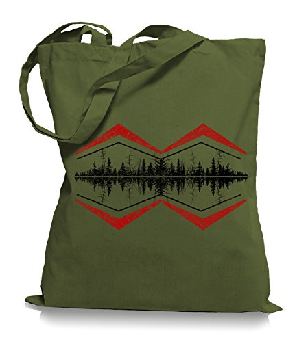 Ma2ca® Forrest Lines - Jutebeutel Stoffbeutel Tragetasche/Bag WM101-olive_green von Ma2ca