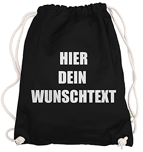 Ma2ca® Gymsac Turnbeutel/Jutebeutel Rucksack Bag Seesack mit eigenen Wunschtext Personalisieren Black von Ma2ca