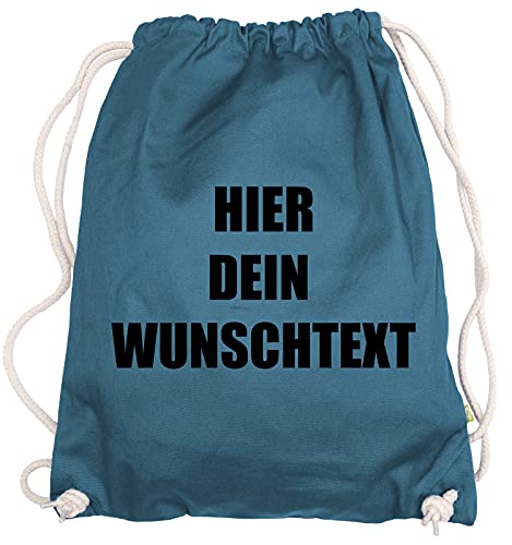 Ma2ca® Gymsac Turnbeutel/Jutebeutel Rucksack Bag Seesack mit eigenen Wunschtext Personalisieren Blue von Ma2ca