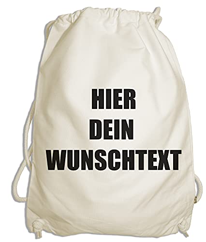 Ma2ca® Gymsac Turnbeutel/Jutebeutel Rucksack Bag Seesack mit eigenen Wunschtext Personalisieren Natural von Ma2ca