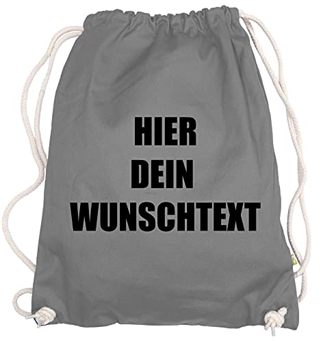 Ma2ca® Gymsac Turnbeutel/Jutebeutel Rucksack Bag Seesack mit eigenen Wunschtext Personalisieren lightgrey von Ma2ca