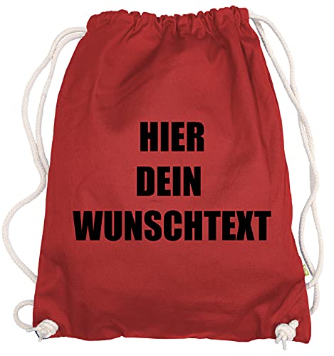 Ma2ca® Gymsac Turnbeutel/Jutebeutel Rucksack Bag Seesack mit eigenen Wunschtext Personalisieren red von Ma2ca