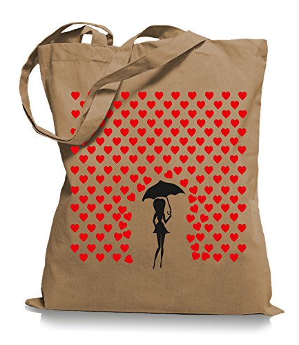 Ma2ca® Heart Rain - Jutebeutel Stoffbeutel Tragetasche/Bag WM101-caramell von Ma2ca