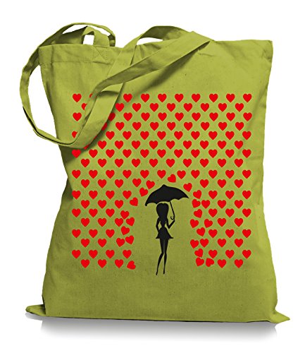 Ma2ca® Heart Rain - Jutebeutel Stoffbeutel Tragetasche/Bag WM101-kiwi von Ma2ca