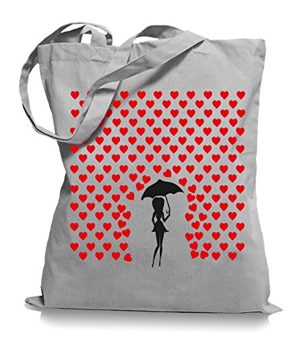 Ma2ca® Heart Rain - Jutebeutel Stoffbeutel Tragetasche/Bag WM101-light_grey von Ma2ca