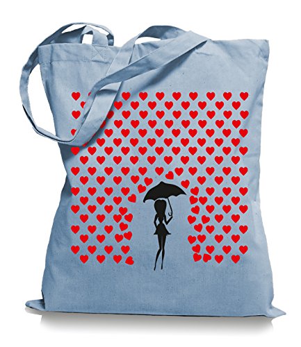 Ma2ca® Heart Rain - Jutebeutel Stoffbeutel Tragetasche/Bag WM101-skyblue von Ma2ca