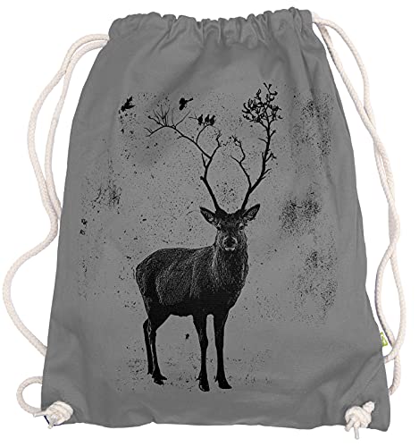 Ma2ca® - Hirsch Deer Birds Vogel Vögel Gymsac Turnbeutel - Stoffbeutel Tasche Hipster Sportbeutel Rucksack Bedruckt von Ma2ca