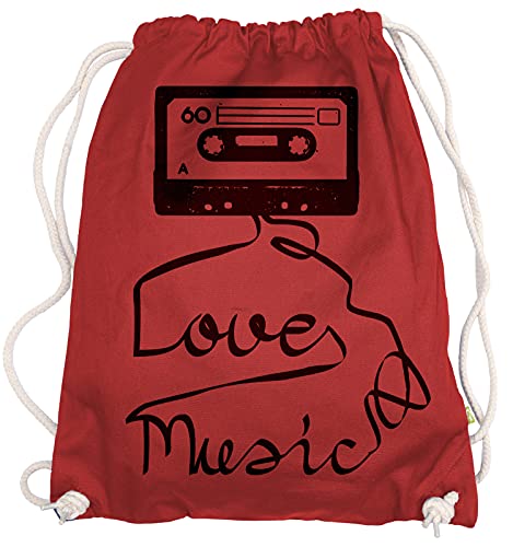 Ma2ca® - Love Music Old Tape Kassette Gymsac Turnbeutel - Stoffbeutel Tasche Hipster Sportbeutel Rucksack Bedruckt Music Cassette von Ma2ca