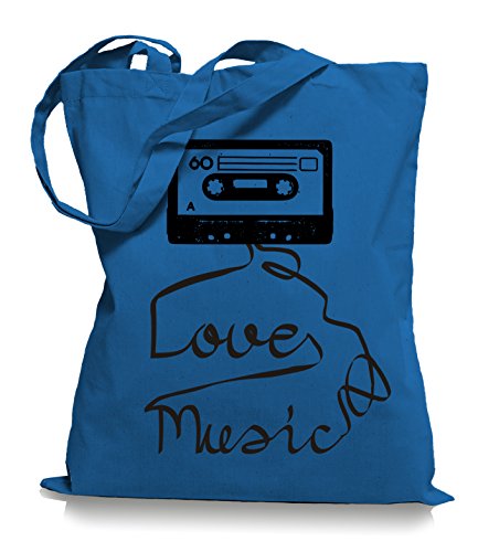 Ma2ca® Loves Music - Jutebeutel Stoffbeutel Tragetasche/Bag WM101-cornflower_blue von Ma2ca