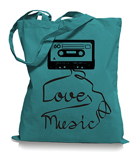 Ma2ca® Loves Music - Jutebeutel Stoffbeutel Tragetasche/Bag WM101-emerald von Ma2ca