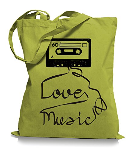 Ma2ca® Loves Music - Jutebeutel Stoffbeutel Tragetasche/Bag WM101-kiwi von Ma2ca