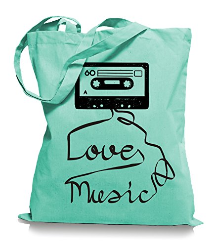 Ma2ca® Loves Music - Jutebeutel Stoffbeutel Tragetasche/Bag WM101-mint von Ma2ca