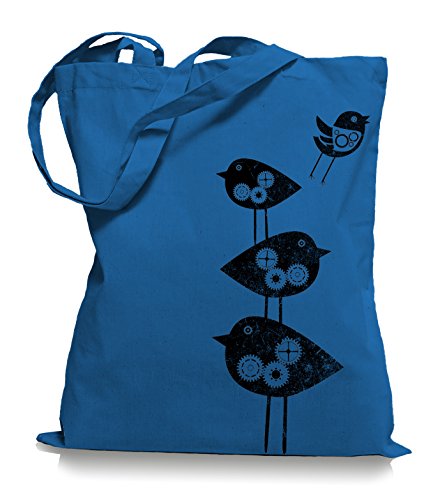 Ma2ca® Mechanical Birds - Jutebeutel Stoffbeutel Tragetasche/Bag WM101-cornflower_blue von Ma2ca