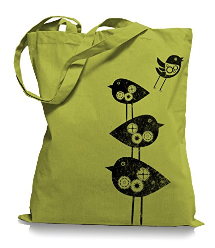 Ma2ca® Mechanical Birds - Jutebeutel Stoffbeutel Tragetasche/Bag WM101-kiwi von Ma2ca
