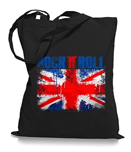 Ma2ca® Rock n Roll - Jutebeutel Stoffbeutel Tragetasche/Bag WM101-black von Ma2ca