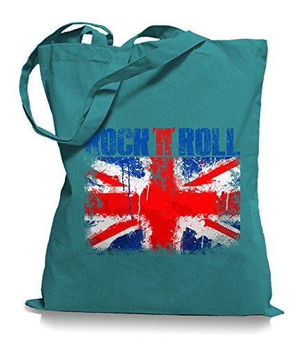 Ma2ca® Rock n Roll - Jutebeutel Stoffbeutel Tragetasche/Bag WM101-emerald von Ma2ca