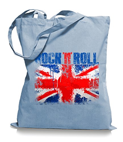 Ma2ca® Rock n Roll - Jutebeutel Stoffbeutel Tragetasche/Bag WM101-skyblue von Ma2ca