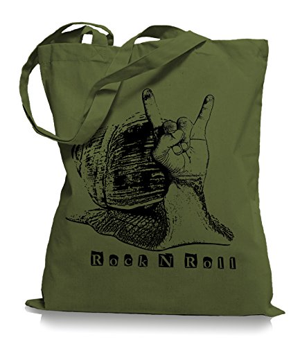 Ma2ca® Rock n Roll Slug - Jutebeutel Stoffbeutel Tragetasche/Bag WM101-olive_green von Ma2ca