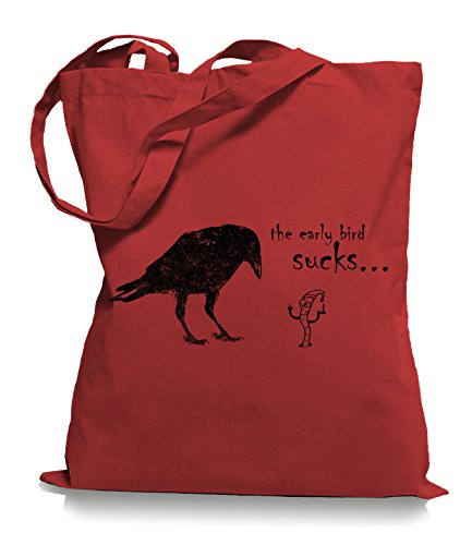 Ma2ca® The Early Bird Sucks - Jutebeutel Stoffbeutel Tragetasche/Bag WM101-classic_red von Ma2ca