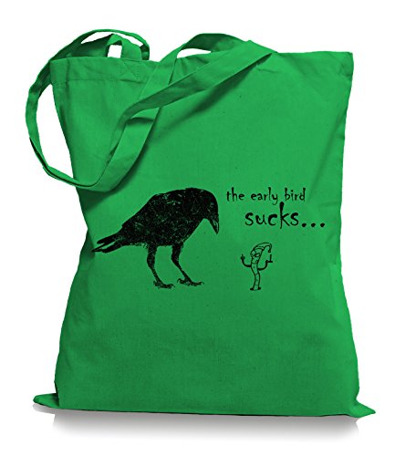 Ma2ca® The Early Bird Sucks - Jutebeutel Stoffbeutel Tragetasche/Bag WM101-kelly von Ma2ca