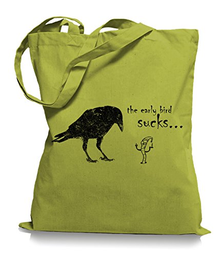 Ma2ca® The Early Bird Sucks - Jutebeutel Stoffbeutel Tragetasche/Bag WM101-kiwi von Ma2ca