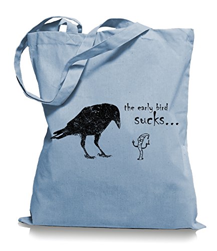 Ma2ca® The Early Bird Sucks - Jutebeutel Stoffbeutel Tragetasche/Bag WM101-skyblue von Ma2ca