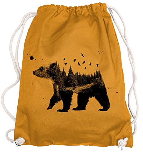 Ma2ca® - Waldbär Bear Wood Wald Wälder Gymsac Turnbeutel - Stoffbeutel Tasche Hipster Sportbeutel Rucksack Bedruckt Bär Natur von Ma2ca