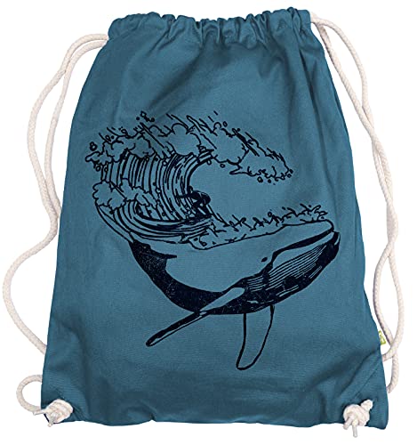 Ma2ca® - Whale Surfer Beach Strand Meer Gymsac Turnbeutel - Stoffbeutel Tasche Hipster Sportbeutel Rucksack Bedruckt von Ma2ca