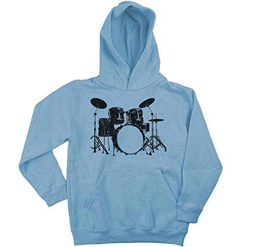 Ma2ca Drums Drummer Schlagzeuger Kinder Kapuzenpullover Hoodie-SkyBlue-XL von Ma2ca