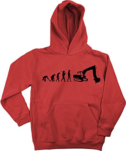 Ma2ca - Evolution Baggerfahrer Bagger Kinder Kapuzensweatshirt Premium Kids Hoodie-rot-s von Ma2ca