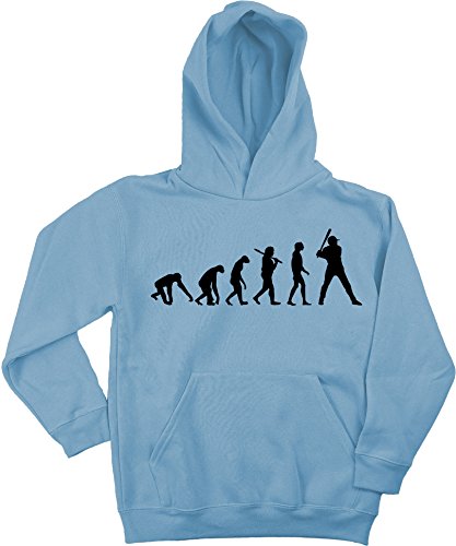 Ma2ca - Evolution Baseball Kinder Kapuzensweatshirt Premium Kids Hoodie-SkyBlue-XL von Ma2ca